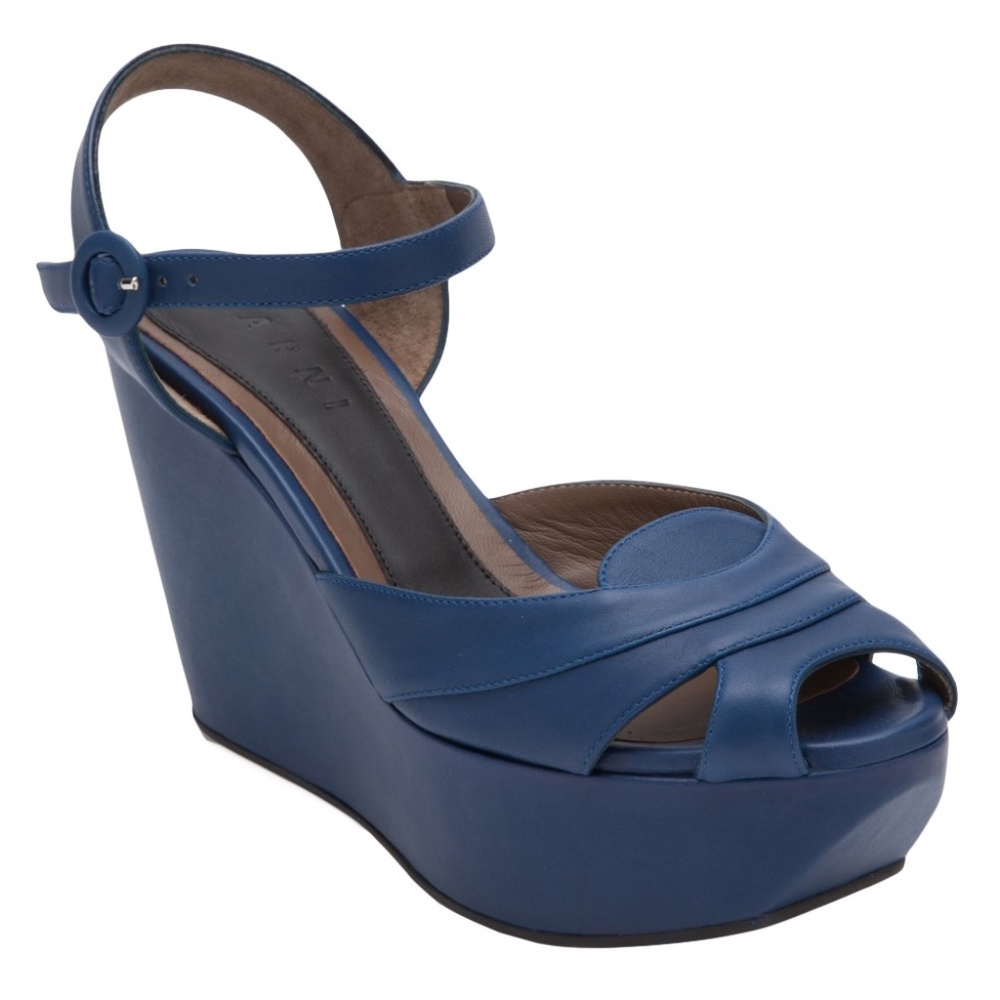 Marni classic platform wedge sandal in blue